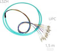 LC/upc 12 Strand Multimode Fiber Optic Cable OM4 (50/125) Bunch 0,9mm Pigtail -- 1,5m