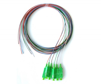 SC/apc 6 Fibers Pigtail OS2 (G657.A1) Color Coded 0,9mm -- 3m
