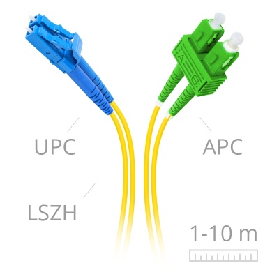 LaserCords LC/upc-SC/apc SM Duplex 2mm Patch cord